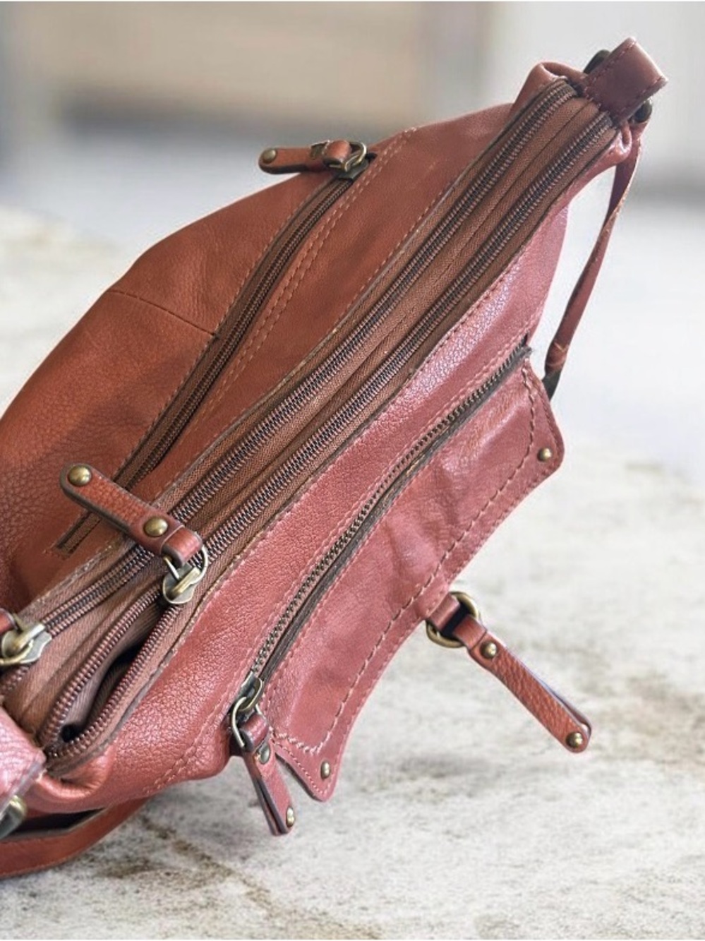 Born Leather Crossbody Bag in Saddle Brown - Picture 2 of 6